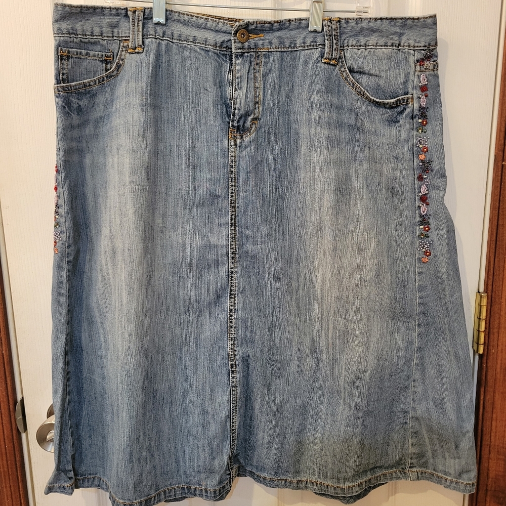 Y2K beaded denim skirt